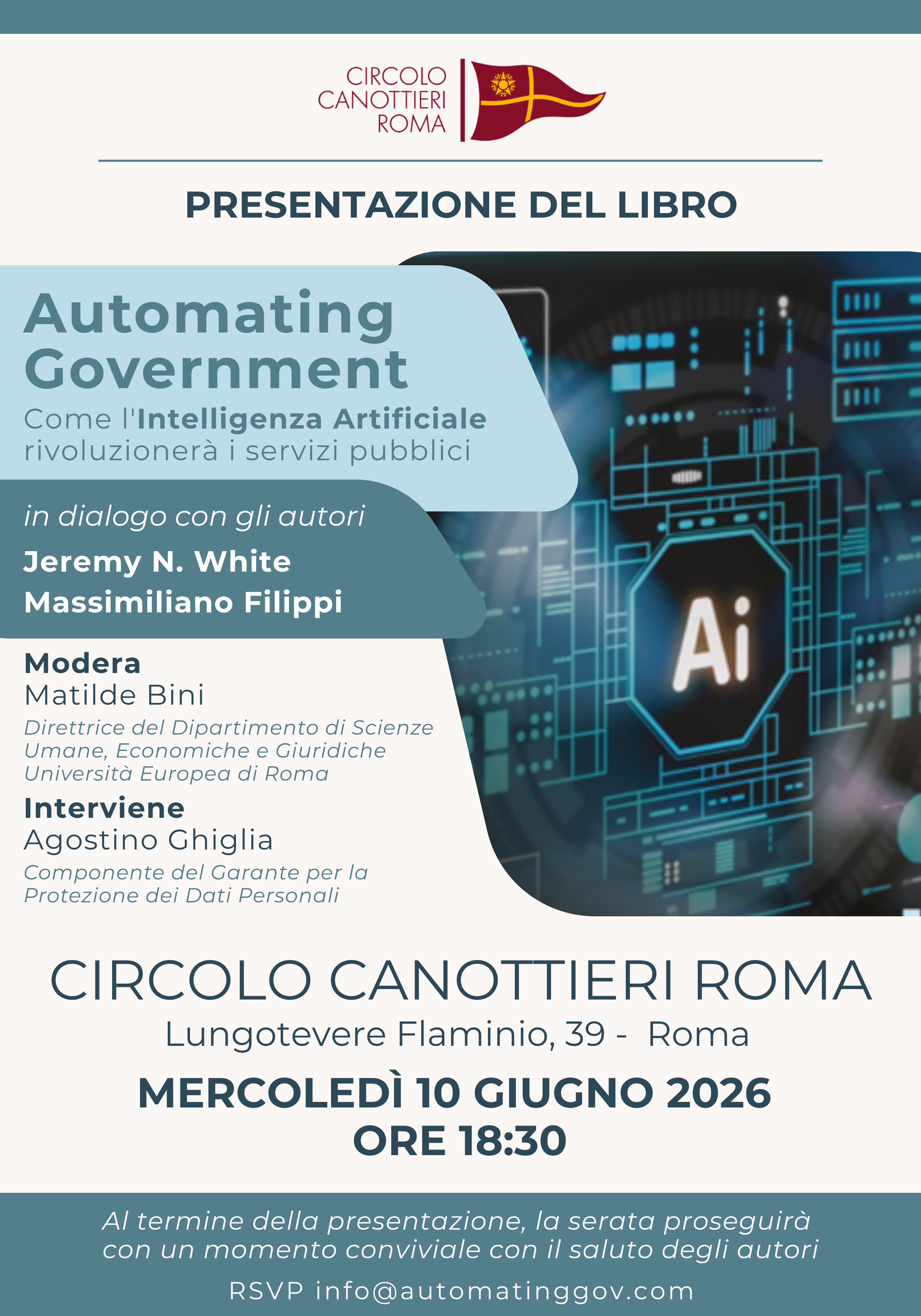 Automating Government book presentation at Circolo Canottieri Roma